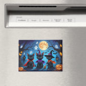 黒猫かぼちゃハロウィンおもしろい マグネット (インサイチュ (食洗機))