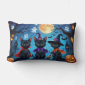 黒猫かぼちゃハロウィンおもしろい ランバークッション (正面)