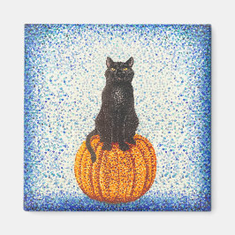 黒猫かぼちゃポインティリスムハロウィーン マグネット