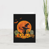 黒猫かぼちゃムーンハロウィンコスチューム猫好き カード (正面)