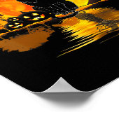 黒猫かぼちゃムーンハロウィンコスチューム猫好き ポスター (角)