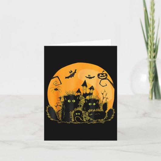 黒猫かぼちゃムーンハロウィン カード (正面)