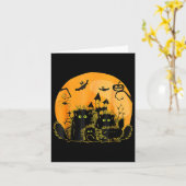 黒猫かぼちゃムーンハロウィン カード (黄色い花)