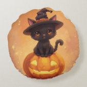 黒猫かぼちゃ丸ハロウィーン枕 ラウンドクッション (裏面)