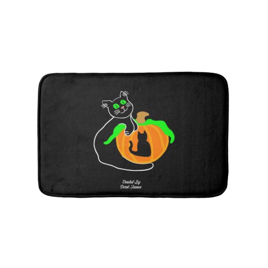 黒猫かぼちゃ小風呂マット バスマット (正面)