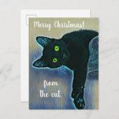 黒猫からの愛らしいメリークリスマスのご挨拶 ポストカード (正面/裏面)