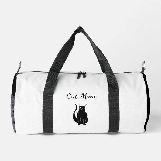 黒猫かわいいウィンキング子猫漫画スケッチ ダッフルバッグ (裏面)