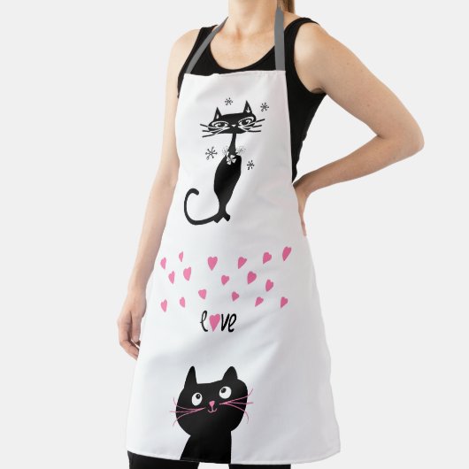 黒猫かわいいキッチンラブエプロン エプロン (インサイチュ)