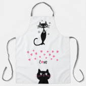 黒猫かわいいキッチンラブエプロン エプロン (正面)