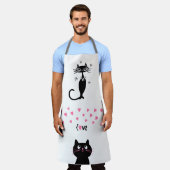 黒猫かわいいキッチンラブエプロン エプロン (着用した状態)