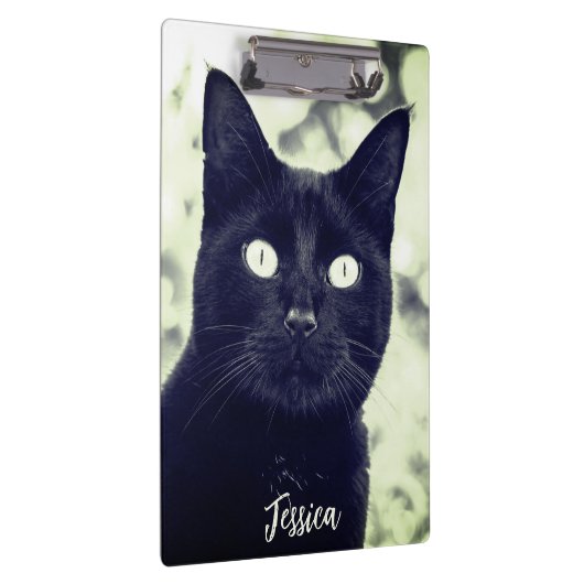 黒猫かわいい動物の写真パーソナライズされた名 クリップボード (右)