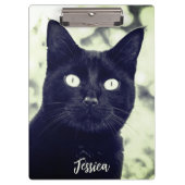 黒猫かわいい動物の写真パーソナライズされた名 クリップボード (正面)
