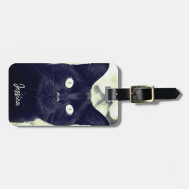 黒猫かわいい動物の写真パーソナライズされた名 ラゲッジタグ