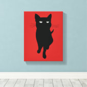 黒猫かわいい猫 キャンバスプリント (インサイチュ (ウッドフロア))
