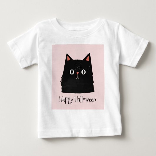 黒猫かわいい魔女ハロウィン ベビーTシャツ (正面)