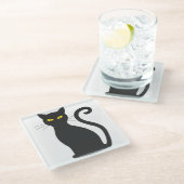 黒猫かわいい ガラスコースター (アングル)