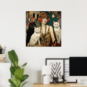 黒猫かわいらしと白猫のヴィンテージ ポスター (ホームオフィス)