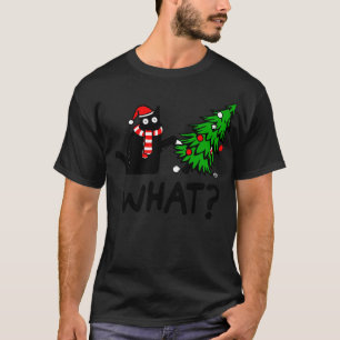黒猫がクリスマスツリーを倒す ギフト グッズ 面白い Tシャツ