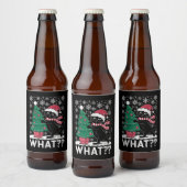 黒猫がクリスマスツリーを押している面白い猫 ビールラベル (ボトル)
