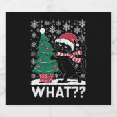 黒猫がクリスマスツリーを押している面白い猫 ビールラベル (シングルラベル)