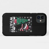 黒猫がクリスマスツリーを押している面白い猫 Case-Mate iPhoneケース (裏面(横))