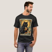 黒猫がジャック・オー・ランタンの日記を読む Tシャツ (正面フル)