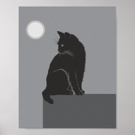 黒猫がテーブルに座っている ポスター