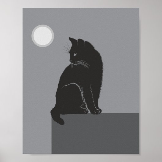 黒猫がテーブルに座っている ポスター (正面)