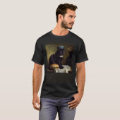 黒猫がハンバーガーを考える Tシャツ (正面フル)