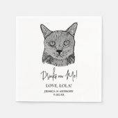 黒猫がパーソナライズされた飲み物 スタンダードカクテルナプキン (正面)