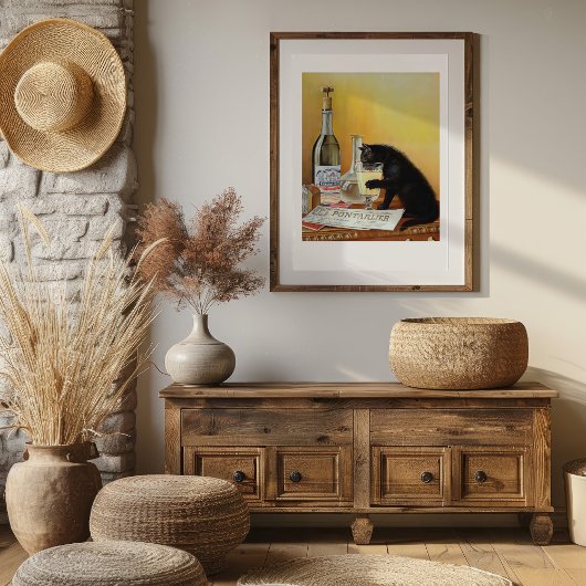 黒猫がポスターを飲む ポスター