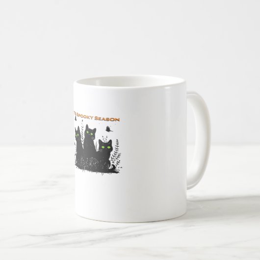黒猫が不気味な季節クラシックのTシャツ コーヒーマグカップ (正面右)