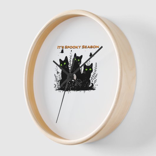 黒猫が不気味な季節クラシックのTシャツ 壁時計 (傾斜)