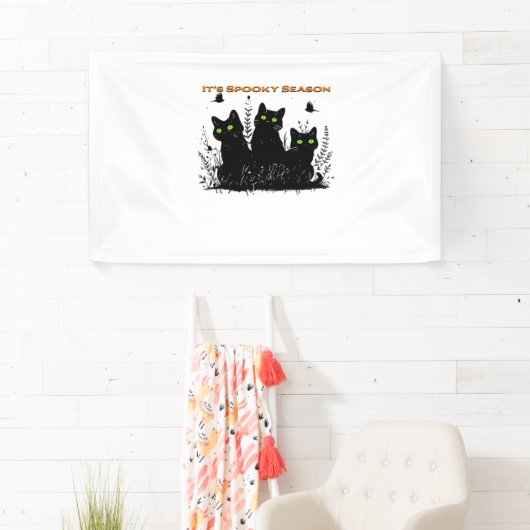 黒猫が不気味な季節クラシックのTシャツ 横断幕 (インサイチュ)