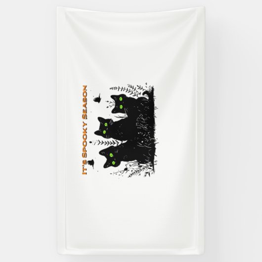 黒猫が不気味な季節クラシックのTシャツ 横断幕 (縦)