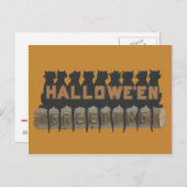 黒猫が丸太に座る影 ポストカード (正面/裏面)