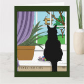 黒猫が外を見ている窓 カード (正面)