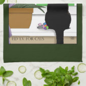 黒猫が外を見ている窓 キッチンタオル (折り畳み)