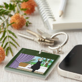 黒猫が外を見ている窓 キーホルダー (正面右)