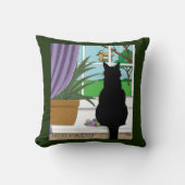 黒猫が外を見ている窓 クッション (正面)