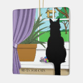 黒猫が外を見ている窓 セラミックオーナメント (左)