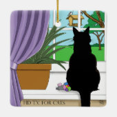 黒猫が外を見ている窓 セラミックオーナメント (裏面)