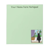 黒猫が外を見ている窓 ノートパッド (正面)