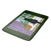 黒猫が外を見ている窓 バスマット (アングル)