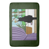 黒猫が外を見ている窓 バスマット (正面縦)