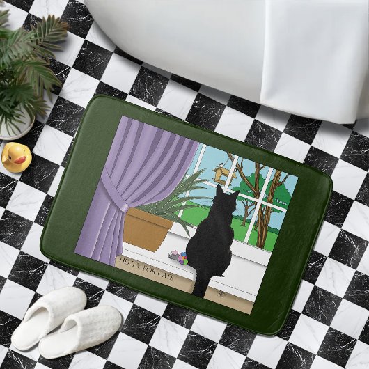 黒猫が外を見ている窓 バスマット