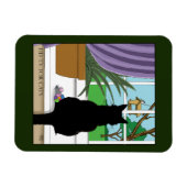 黒猫が外を見ている窓 マグネット (横)