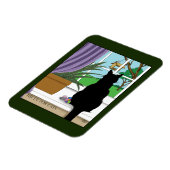 黒猫が外を見ている窓 マグネット (左側)