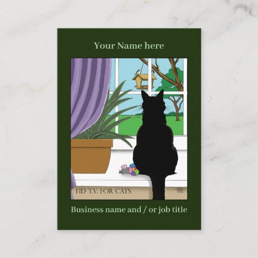 黒猫が外を見ている窓 名刺 (正面)