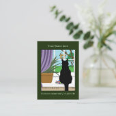 黒猫が外を見ている窓 名刺 (スタンド正面)